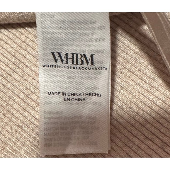 White House Black Market Ribbed Pleated Sleeve Button Neck Top‎ Beige Women's S - Picture 6 of 8